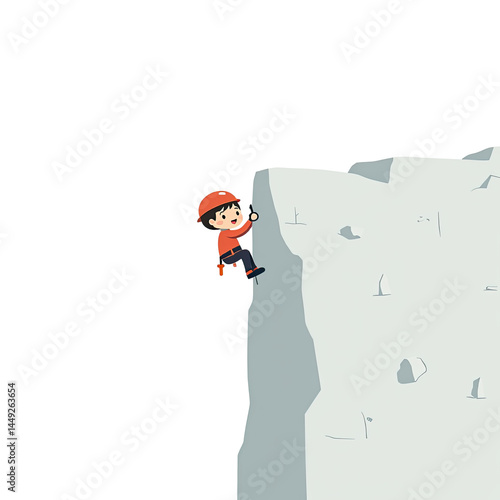 Kid Rock Climbing Cartoon Illustration - Minimalist illustrations