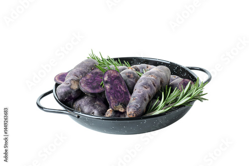 Obraz na płótnie Concept of unusual vegetable - purple potato vegetable, isolated on white background w salonie