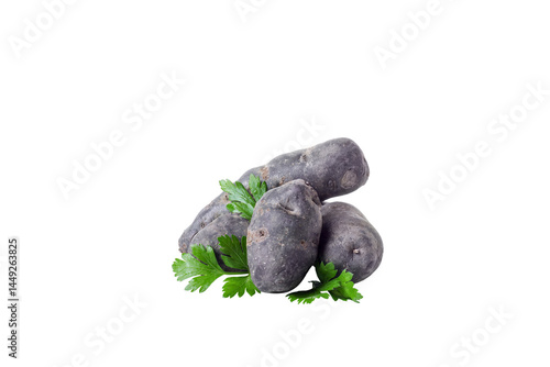Obraz na płótnie Concept of unusual vegetable - purple potato vegetable, isolated on white background w salonie
