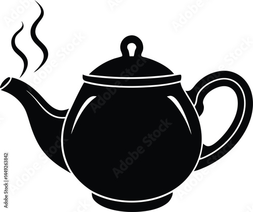 vector teapot with steam on white background .eps