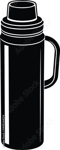 vector thermos bottle with cup lid on white 