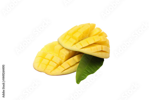 Obraz na płótnie PNG,Ripe sliced fresh mango, isolated on white background w salonie