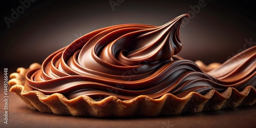 A rich, velvety wave of milk chocolate flows over a delicate pastry