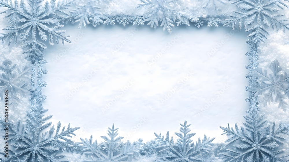 Christmas - Winter frozen white frame on light blue background Christmas - Winter frozen white frame on light blue background