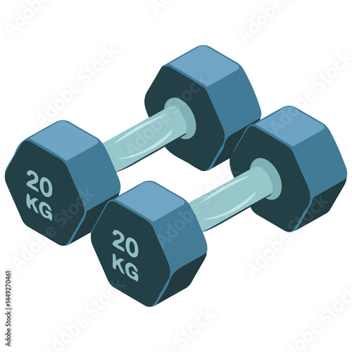 Five kg workout dumbbells vector art isolated on white background