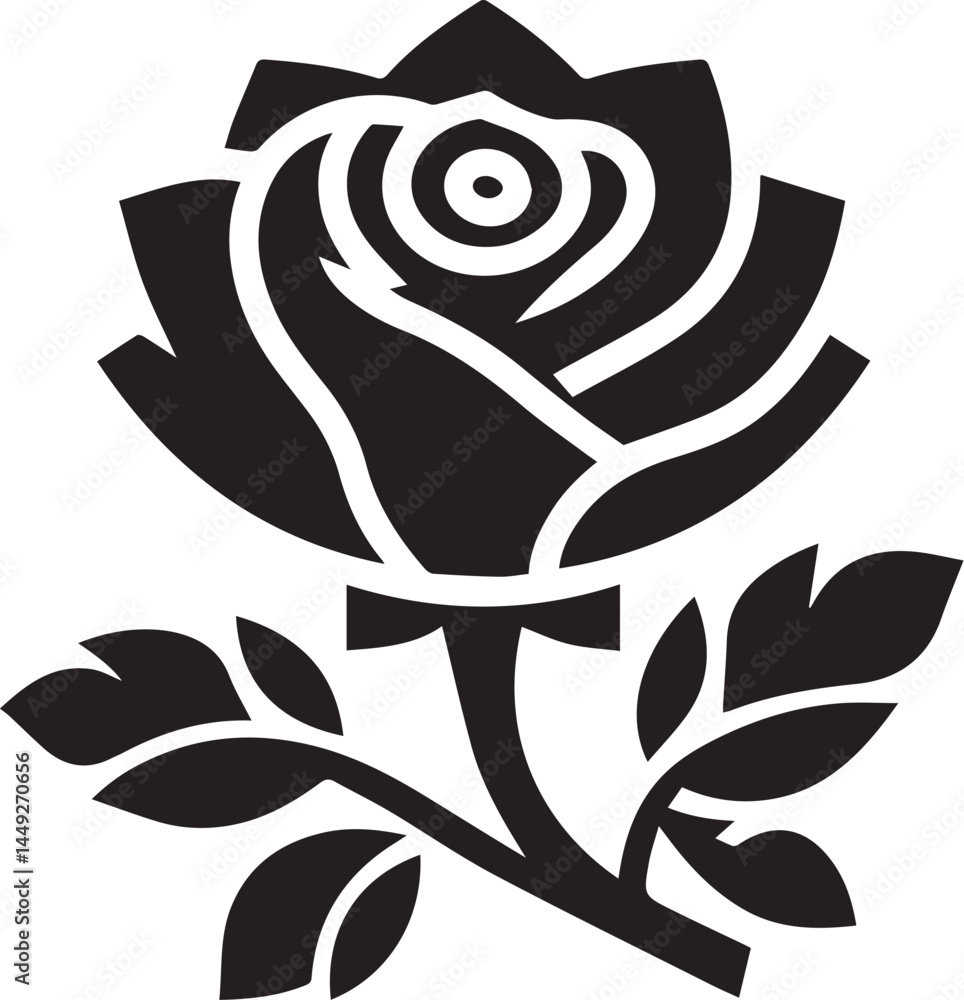 Obraz premium Vector black of a rose flower