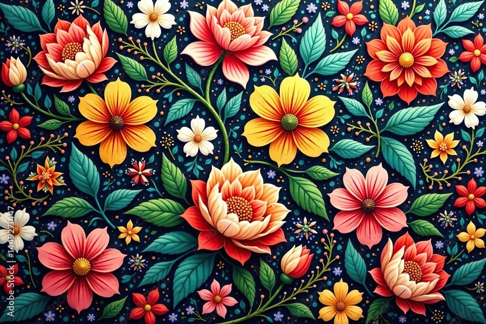 Intricate woven floral tapestry, seamless repeat, craft, botanical Intricate woven floral tapestry, seamless repeat, craft, botanical