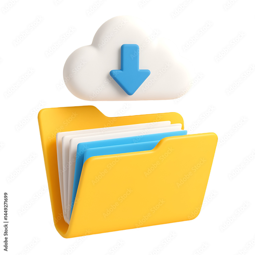 3D Rendered Cloud Download Icon for Cloud Storage and File Transfer 3D Rendered Cloud Download Icon for Cloud Storage and File Transfer