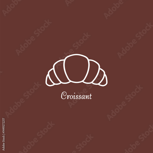 Croissant outline illustration. for icon or logo. vintage style for bakery, patisserie, café, or food stall.