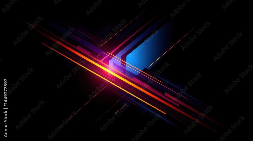 Vibrant, intersecting light streaks on black background Vibrant, intersecting light streaks on black background