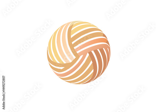 Ball of Yarn in Warm Tones – Interwoven Strands in Orange, Yellow, and Brown, Three-Dimensional Representation