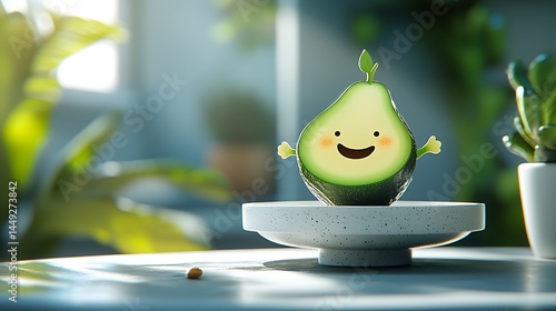 Cute avocado on a pedestal