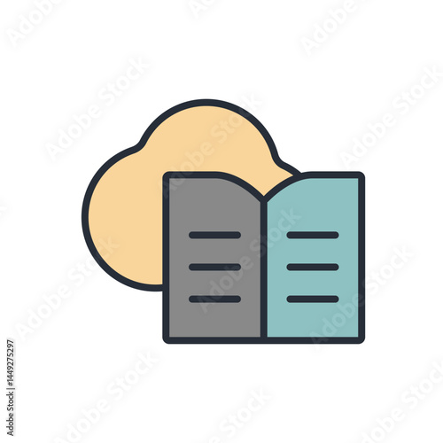 digital library icon collection .design style with background