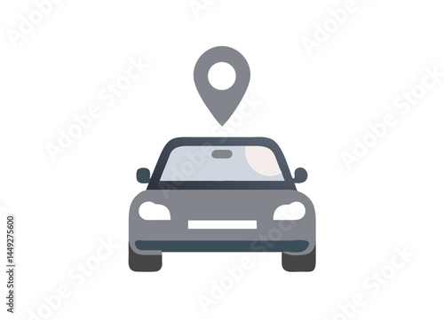 Black Silhouette of a Car with a Location Pin Icon – Minimalist Design for GPS, Navigation, and Vehicle Tracking Concepts