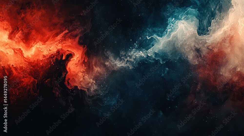 Fototapeta premium Abstract cosmic swirling colors, red and blue nebula