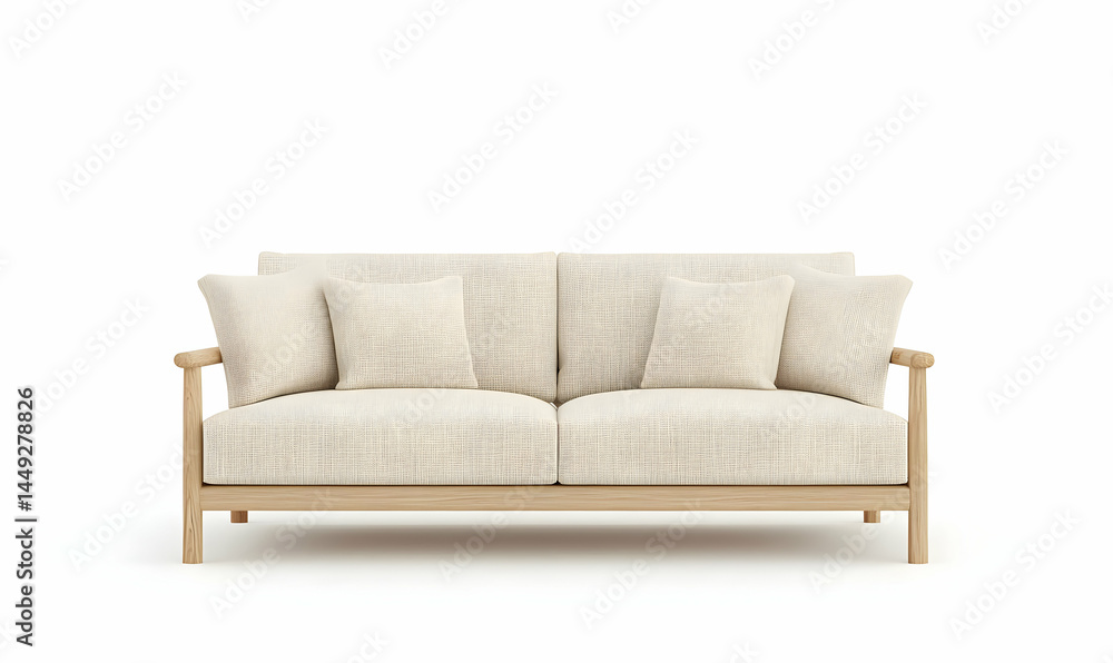 Modern Minimalist Sofa with Soft Cushions and Wooden Frame Design Modern Minimalist Sofa with Soft Cushions and Wooden Frame Design
