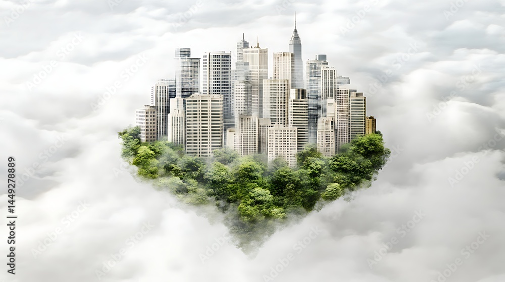 Obraz premium Floating city in clouds