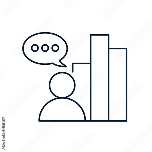 Concept of communication and marketing in social networks. Vector linear icon isolated on white background.