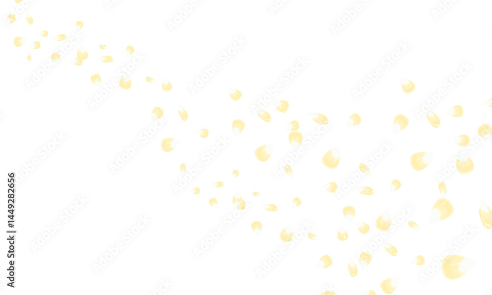 Fototapeta premium 黄色のカワイイ花びらとキラキラの光が舞うエフェクト素材の背景壁紙