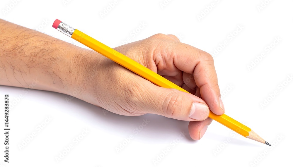 Hand Holding a Pencil Ready to Write: Capturing the Start of a Creative Journey Hand Holding a Pencil Ready to Write: Capturing the Start of a Creative Journey