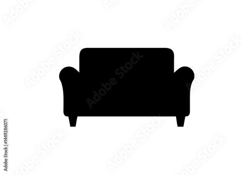 Silhouette of a Sofa with Armrests and Backrest – Minimalist Furniture Design Element for Interior Themes