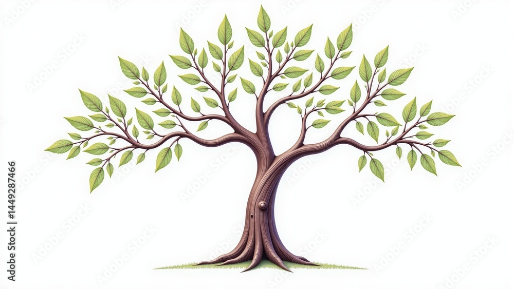 Fototapeta premium Isolated Tree With Leaves, On White