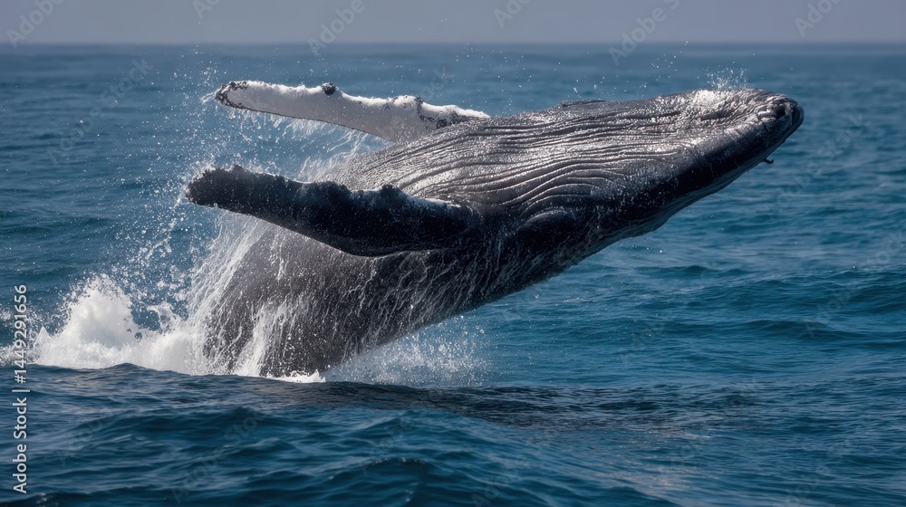 Fototapeta premium Humpback Whale Breach: Majestic Ocean Display