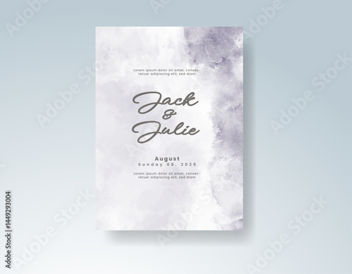 Wedding invitation with abstract splash watercolor