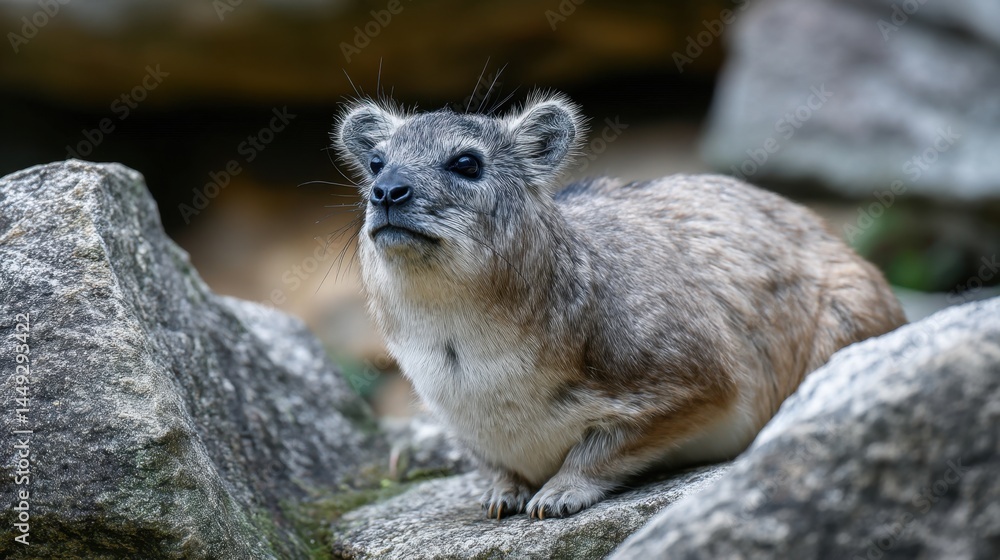 Fototapeta premium Rock Hyrax Portrait: Alert and Curious