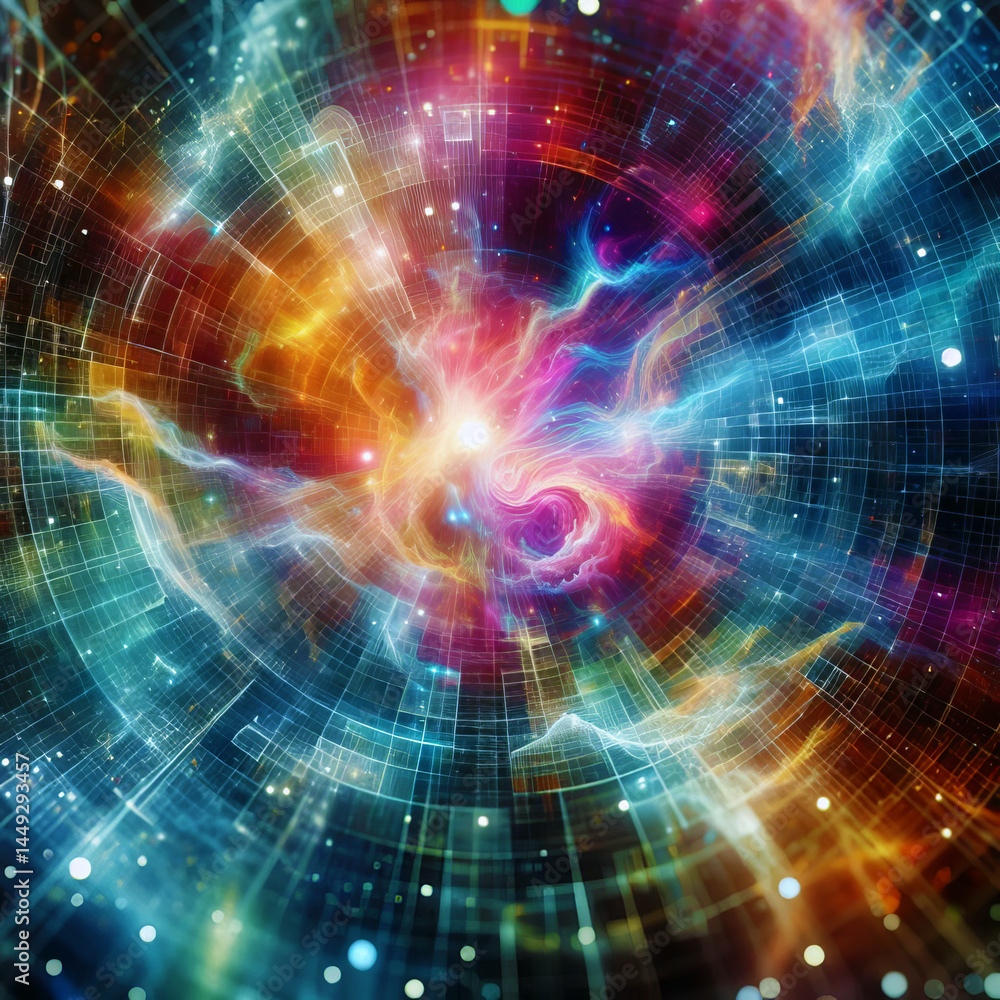 Abstract Sci-Fi Energy Background - Cosmic Swirls & Distorted Grids Texture Abstract Sci-Fi Energy Background - Cosmic Swirls & Distorted Grids Texture