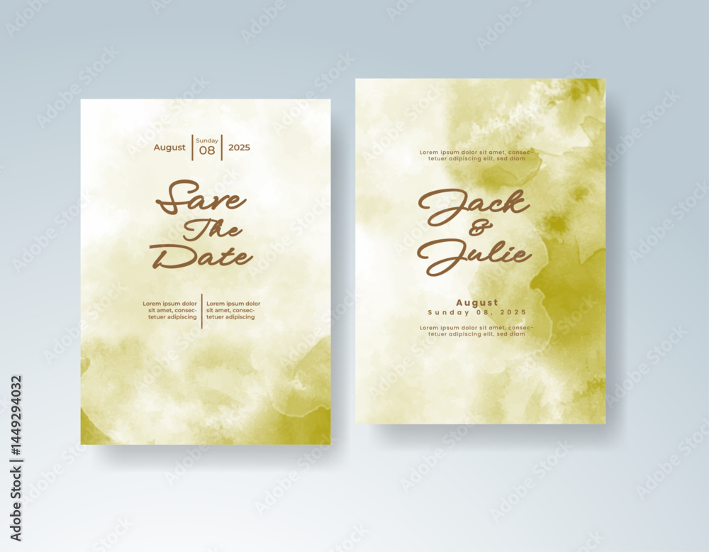 Wedding invitation with abstract splash watercolor Wedding invitation with abstract splash watercolor