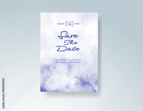 Wedding invitation with abstract splash watercolor