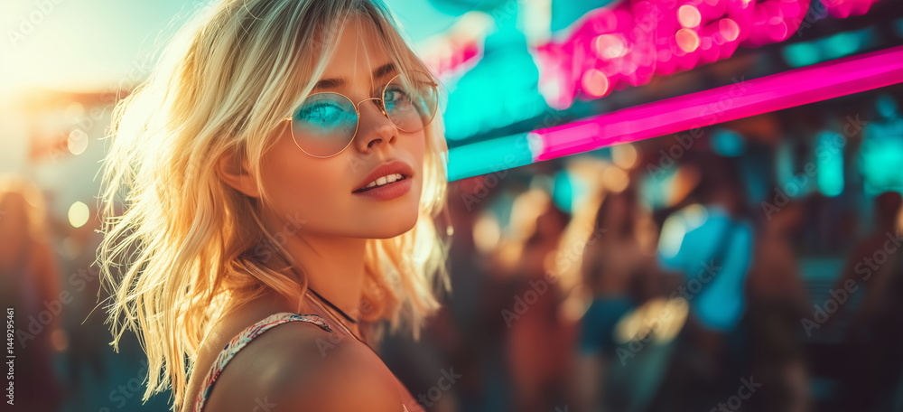 custom made wallpaper toronto digitalPoster girl. Having a joyous, immersive experience in a theme park.　