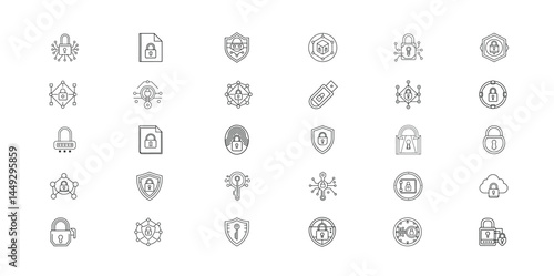 Cybersecurity icons data protection illustrations