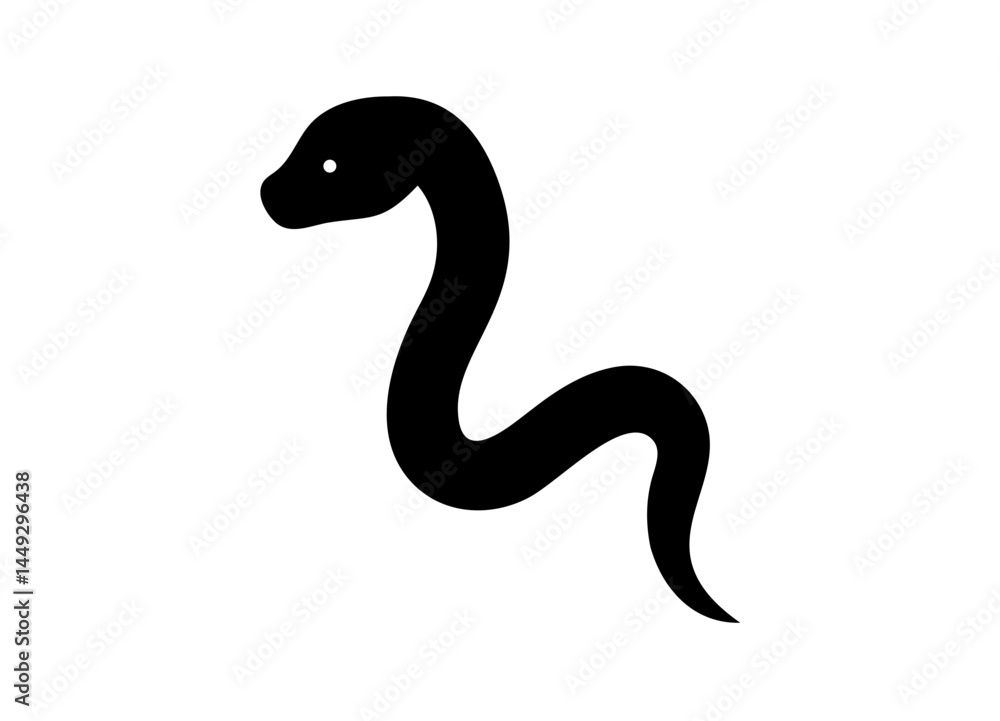 Naklejka premium Black Silhouette of a Coiled Snake with Minimalist Style – Versatile Design Symbolizing Stealth and Elegance