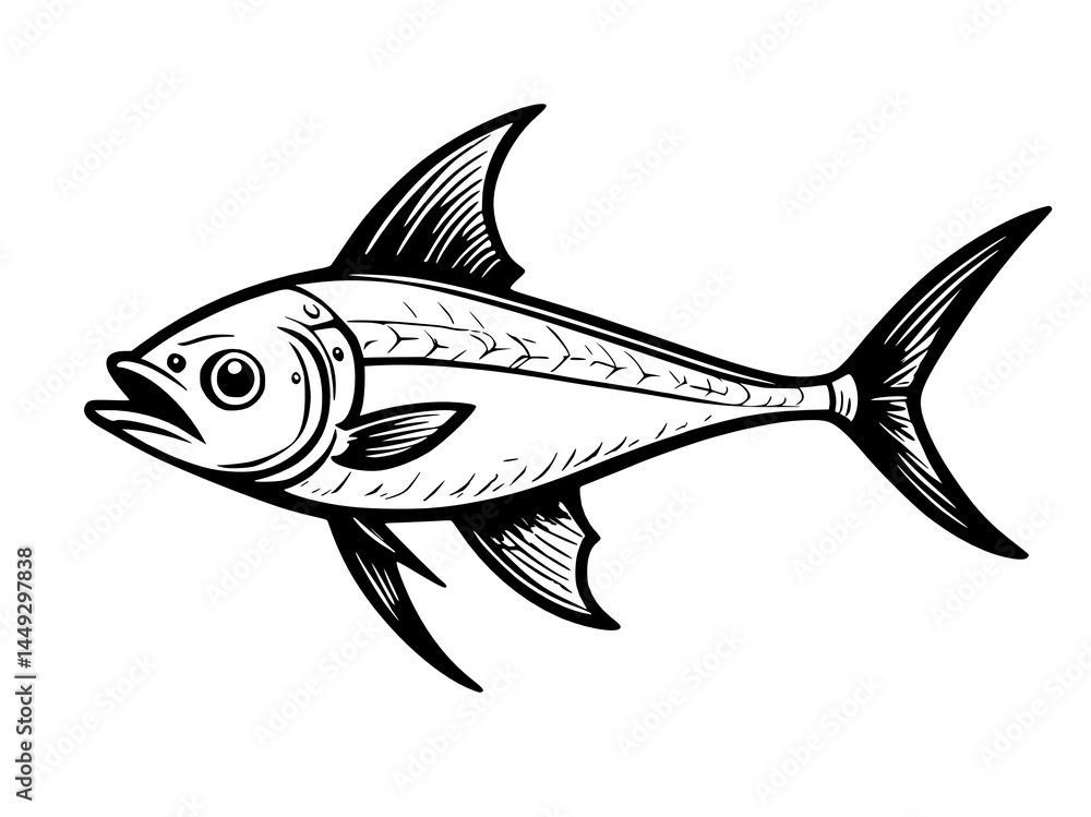 illustration of a fish cartoon on a white background