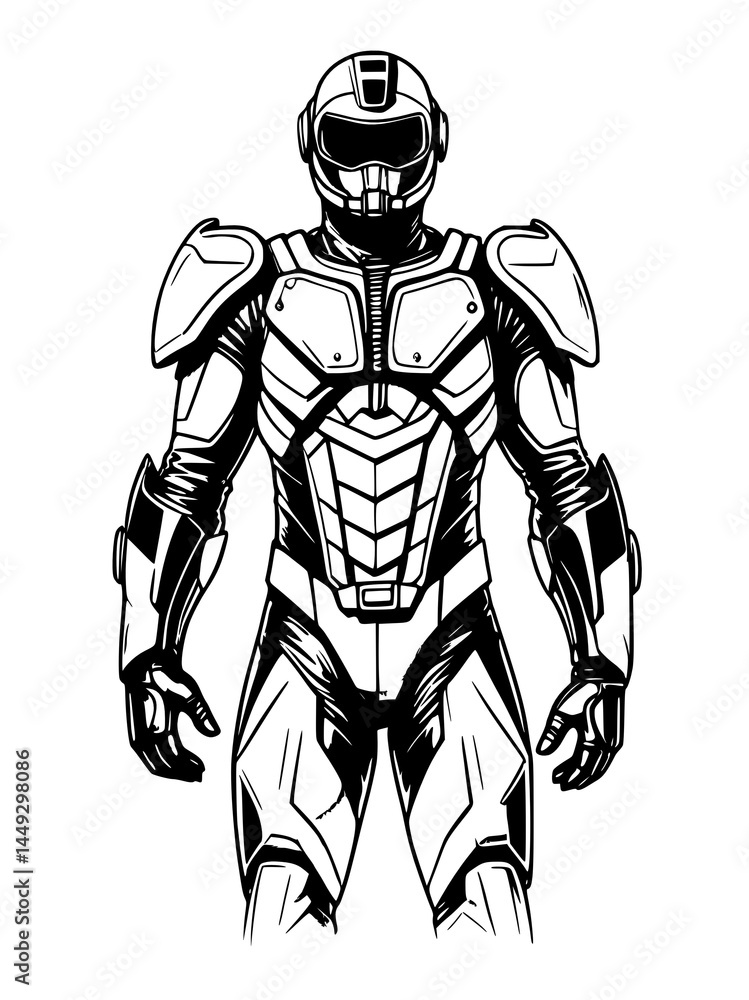 robot silhouette. black and white