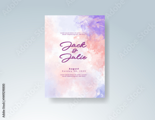 Wedding invitation with abstract watercolor background