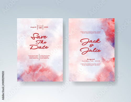 Wedding invitation with abstract watercolor background