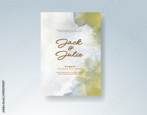 Wedding invitation with abstract watercolor background
