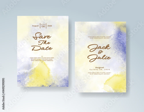Wedding invitation with abstract watercolor background