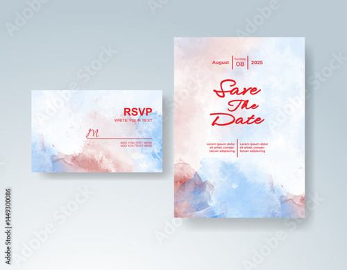 Wedding invitation with abstract watercolor background