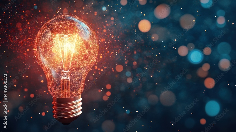 Glowing lightbulb, creative idea Glowing lightbulb, creative idea