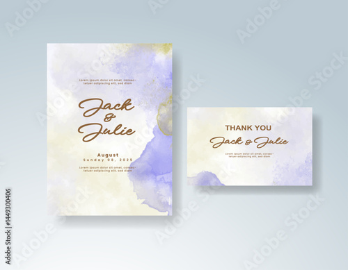 Wedding invitation with abstract watercolor background