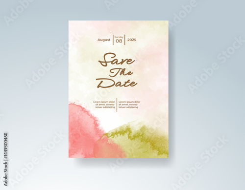 Wedding invitation with abstract watercolor background