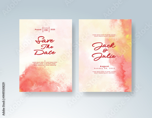 Wedding invitation with abstract watercolor background
