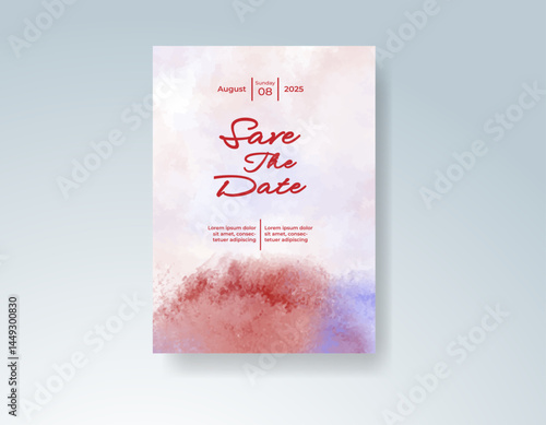 Wedding invitation with abstract watercolor background