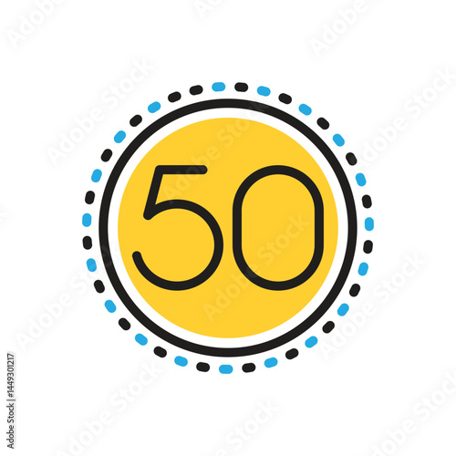 Multi color icon for fifty