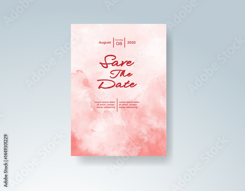 Wedding invitation with abstract watercolor background