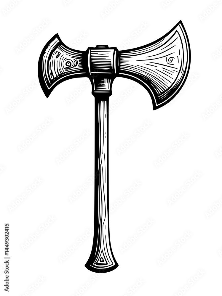hand drawn sketch of a axe, illustration